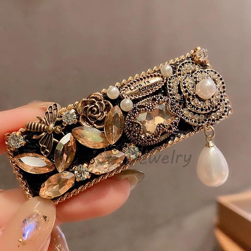 Vintage Green Flower Hair Clip Hair Jewelry Hairpins