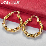 24K Round Twist Hoop Earrings for Women