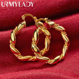 24K Round Twist Hoop Earrings for Women