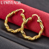 24K Round Twist Hoop Earrings for Women