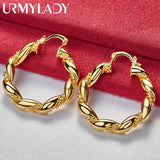 24K Round Twist Hoop Earrings for Women
