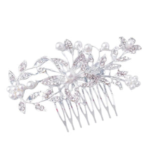 Rhinestone Floral Hair Comb for Girls - Christmas Gift