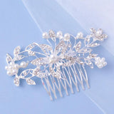 Rhinestone Floral Hair Comb for Girls - Christmas Gift
