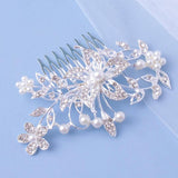 Rhinestone Floral Hair Comb for Girls - Christmas Gift