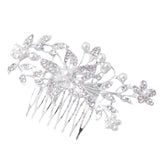 Rhinestone Floral Hair Comb for Girls - Christmas Gift