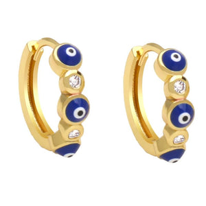 Mini Evil Eye Hoop Earrings Copper Plated Enamel Lucky Jewelry