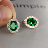 Green Crystal Earrings Zircon Hoop Vintage Rose Wedding
