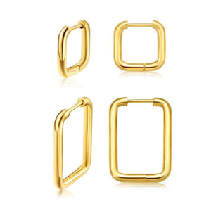 Chunky U-Shaped Hoop Earrings Hypoallergenic Stainless Steel