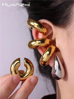 Stainless Steel Hollow Tube Earrings for Women