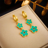 316L Stainless Steel Heart Butterfly Flower Pendant Hoop Earring