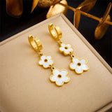 316L Stainless Steel Heart Butterfly Flower Pendant Hoop Earring