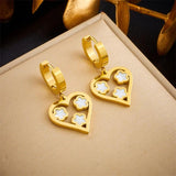 316L Stainless Steel Heart Butterfly Flower Pendant Hoop Earring