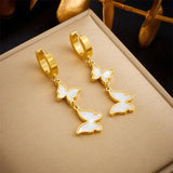 316L Stainless Steel Heart Butterfly Flower Pendant Hoop Earring