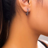 Silver Double Heart Hoop Earrings Punk Ear Jewelry