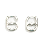Silver Double Heart Hoop Earrings Punk Ear Jewelry