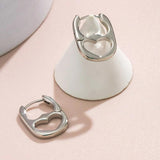 Silver Double Heart Hoop Earrings Punk Ear Jewelry