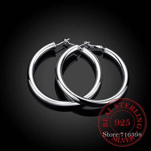 925 Sterling Silver Big Round Circle Hoop Earrings For Women