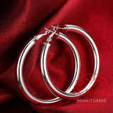 925 Sterling Silver Big Round Circle Hoop Earrings For Women