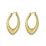 HECHENG Elegant Artificial Pearl Brass Hoop Earrings for Women