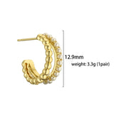 HECHENG Elegant Artificial Pearl Brass Hoop Earrings for Women