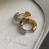 Stainless Steel Two-tone Hoop Earrings High-end Style