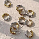 Stainless Steel Two-tone Hoop Earrings High-end Style