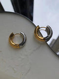 Stainless Steel Two-tone Hoop Earrings High-end Style