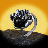 925 Silver High Pearl Epoxy Necklace Ring For Women