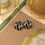 Geometric Round Heart Enamel Stud Earrings for Women