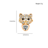 Crystal Cat Hoop Earrings Rose Copper Animal Charm Jewelry Gift