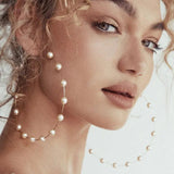 Large Hoop Earrings Stainless Steel Pearl Statement Jewelry
