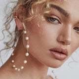 Large Hoop Earrings Stainless Steel Pearl Statement Jewelry