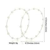 Large Hoop Earrings Stainless Steel Pearl Statement Jewelry