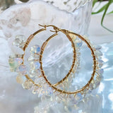 Crystal Hoop Earring Stone Charm Large Circle Opal Quartz Fluorite Cit