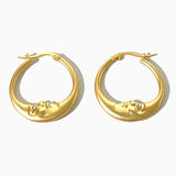 Vintage Matte Silver Crescent Moon Huggie Hoop Earrings
