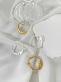 Vintage Matte Silver Crescent Moon Huggie Hoop Earrings