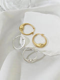 Vintage Matte Silver Crescent Moon Huggie Hoop Earrings