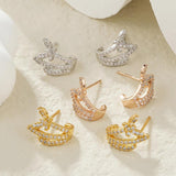 Crystal Zirconia Butterfly Hoop Earrings Tiny Pendant Water Drop Earrings