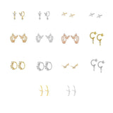 Crystal Zirconia Butterfly Hoop Earrings Tiny Pendant Water Drop Earrings