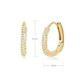 Zircon Oval Hoop Earrings Stainless Steel Wedding Jewelry