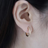 Zircon Oval Hoop Earrings Stainless Steel Wedding Jewelry