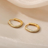 Zircon Oval Hoop Earrings Stainless Steel Wedding Jewelry