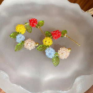 Minar Braid Candy Beads Strand Hoop Earrings for Women