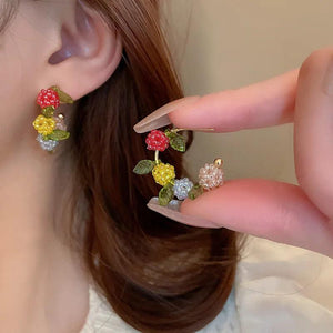 Minar Braid Candy Beads Strand Hoop Earrings for Women