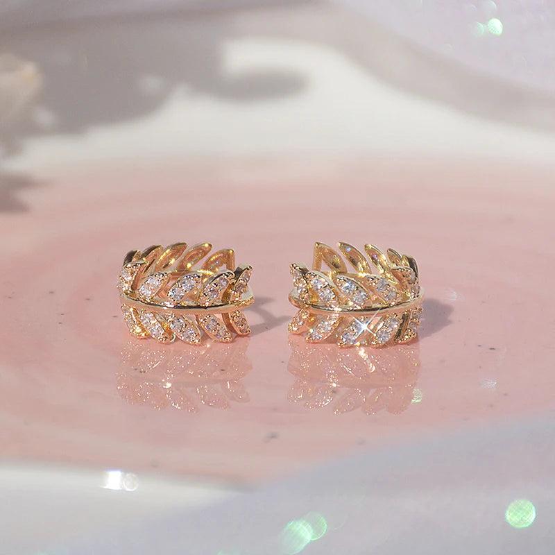 14K Copper Zircon Hoop Earrings Sweet Women's Jewelry