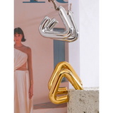 Triangle Hoop Earrings Chunky Metal Texture Allergy-Free Waterproof Jewelry
