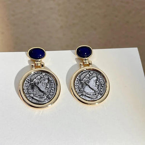 Vintage Round Coin Dangle Earrings Retro Ear Jewelry
