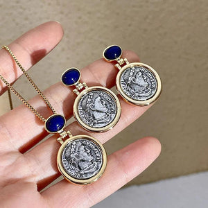 Vintage Round Coin Dangle Earrings Retro Ear Jewelry