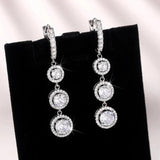 Round CZ Dangle Earrings Wedding Party Jewelry