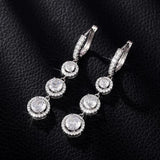 Round CZ Dangle Earrings Wedding Party Jewelry